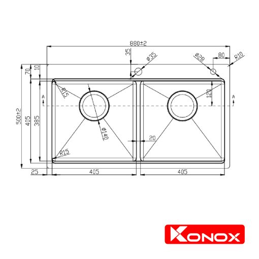 KONOX – Topmount sink KN8850TD